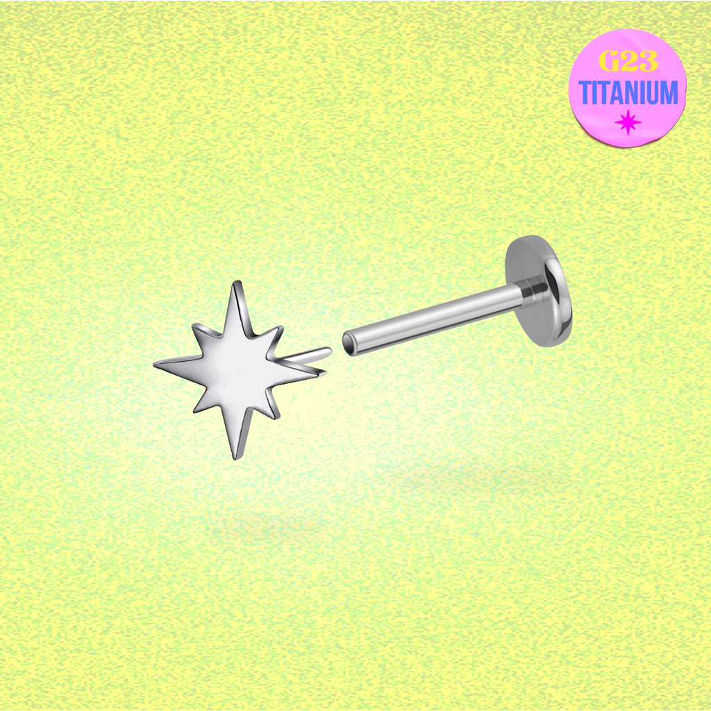 PiJi Logo Star Flatback Titanium Earring (1ชิ้น)