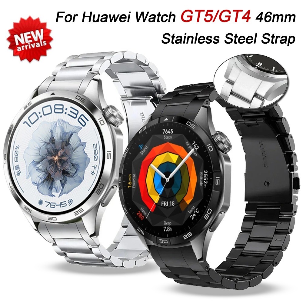 No Gaps Link สร้อยข้อมือสําหรับ HUAWEI WATCH GT6/GT5 46 มม.ปรับโลหะสแตนเลส Band GT4 เปลี่ยนสายนาฬิกา