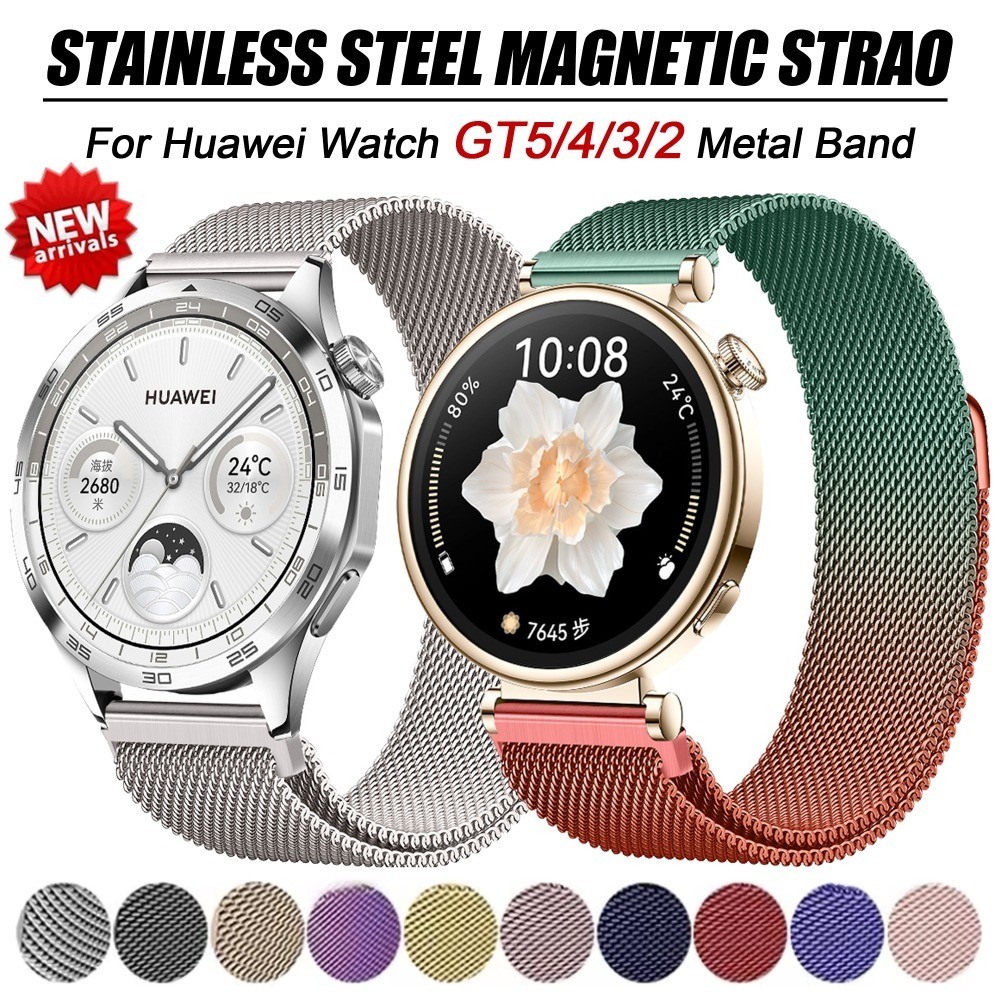 ห่วงแม่เหล็ก Milanese สําหรับ Huawei GT6/5/4/3/2 GT5 Pro สายสแตนเลส 18/20/22 มม. 46/42/41 มม. สร้อยข้อมือโลหะ Man ผู้หญิง