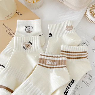 SY SHOP899 ถุงเท้าข้อสั้น (5ลาย/10คู่) ถุงเท้าแฟชั่นเกาหลี เ…