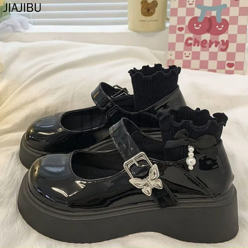 Size 34-46 Plus Size Women's Shoes 45 Non-slip Round Bow Leather Shoes 44 Black School Shoes 43 Korean Fashion Platform Mary Jane Shoes 42 British Style Casual Cosplay Princess Shoes Japanese JK Uniform Beige Lolita Doll Shoes Big Top Shoes Commuter Shoes