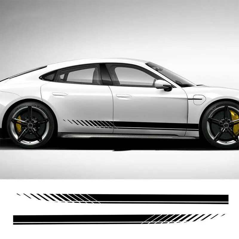 1 คู่รถสติกเกอร์ลักษณะลายด้านข้างประตู Mudguard กระโปรง Refitted Stripes Decal สําหรับรถแข่ง 21x4x4 ซม.