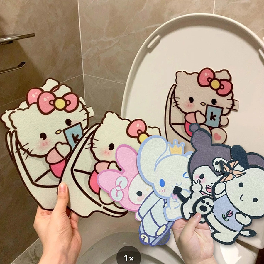 กุหลาบลาเวนเดอร์มะนาวหอมสติ๊กเกอร์ตกแต่งห้องน้ําเป็นมิตรกับสิ่งแวดล้อมการ์ตูนสัตว์คุโรมิ ซินนามอนโรล เคที ห้องน้ําสติกเกอร์อโรมา