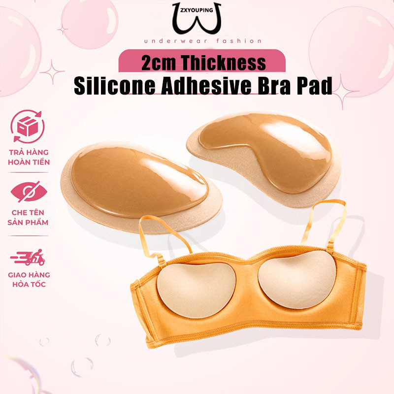 1/3 คู่ความหนาแบบใช้ซ้ําได้ซิลิโคนกาว Bra Pad หัวนม ZXYOUPING ที่มองไม่เห็น Push Up เบาะเต้านม Pads, Breast Lift Pads