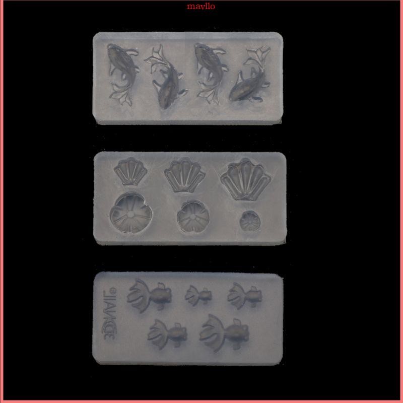 Mavlo 3 ชิ้นปลาทอง Lotus Leaf สร้อยคอซิลิโคนแม่พิมพ์เหมาะสําหรับอีพ็อกซี่เรซิ่น Diy Craft ต่างหูจี้เครื่องประดับ Mak