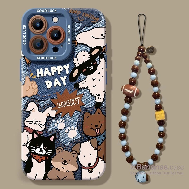 การ์ตูนไส้กรอกสุนัข + Lanyard เคสโทรศัพท์สําหรับ iPhone 16 15 14 13 12 11 Pro Max X Xr XsMax 7 8 Plus SE2020