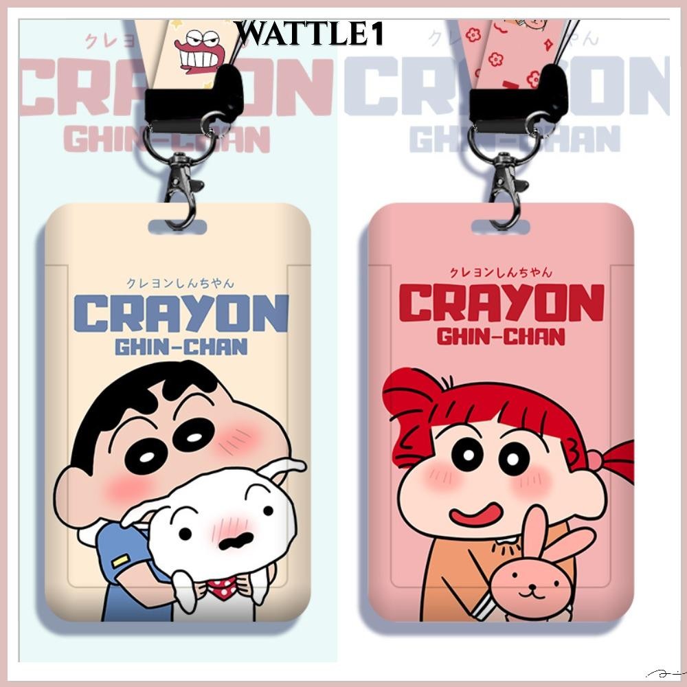 ที่ใส่ป้าย ID WTTLE, พร้อมเชือกแขวน ที่ใส่การ์ดการ์ตูน, อุปกรณ์เสริมพวงกุญแจที่ทนทานต่อการสึกหรอของ Crayon Shin-chan น่ารักนักเรียน