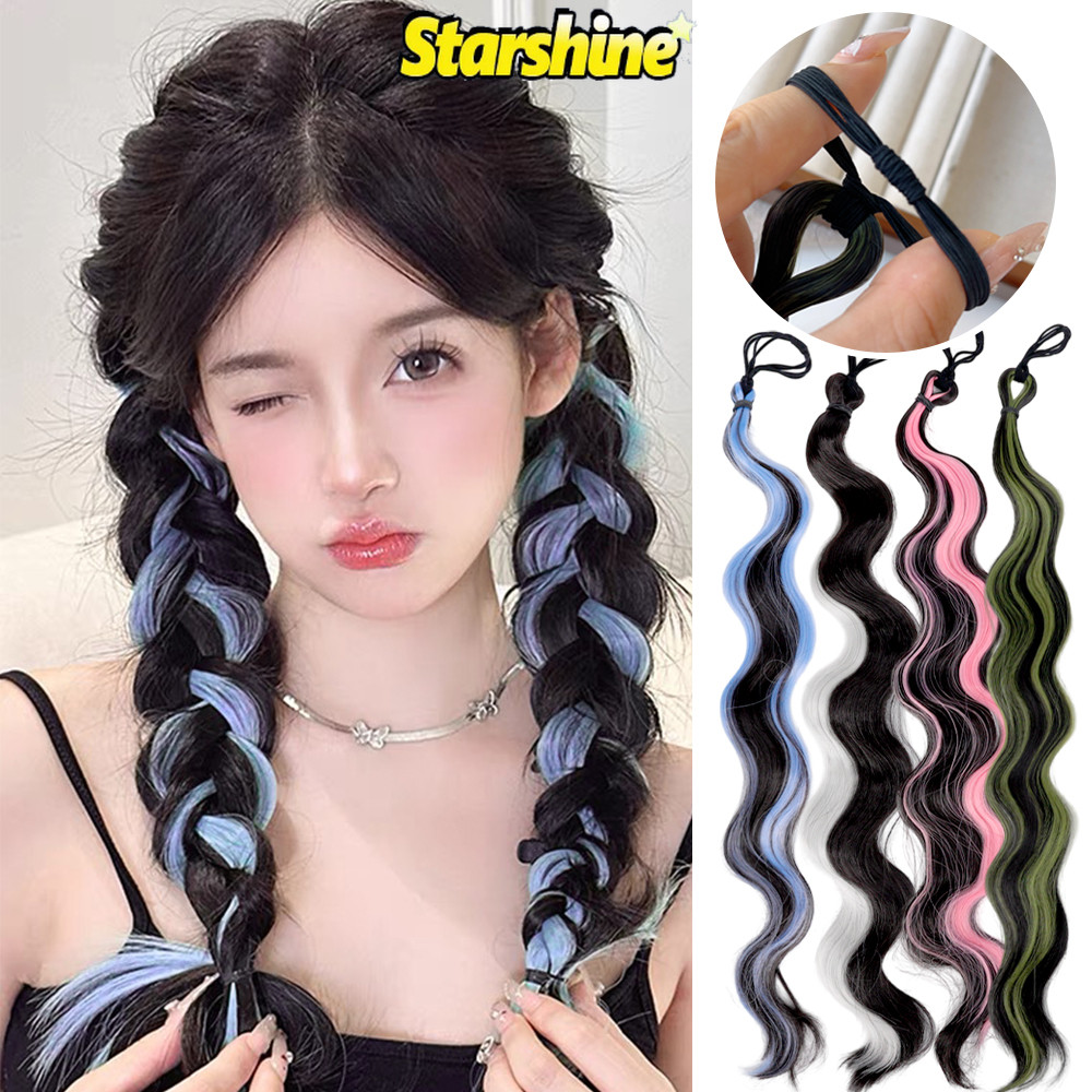 Y2k แฟชั่นสีผมหางม้าผม Loop-Dopamine Gradual เปลี่ยนวิกผม Braid-Vibrant Tipping Grafted แป้งทอด Twists Extensions