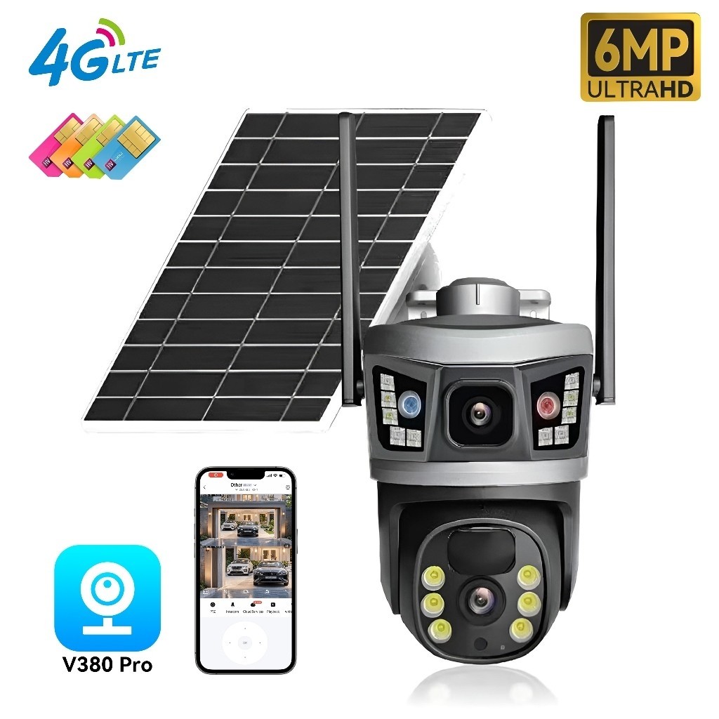 กล้องวงจรปิดโซล่าเซลล์ รองรับซิม4G พลังงานแสงอาทิตย์ กันน้ำ ติดกลางแจ้ง กล้องอัจฉริยะมีระบบแจ้งเตือน