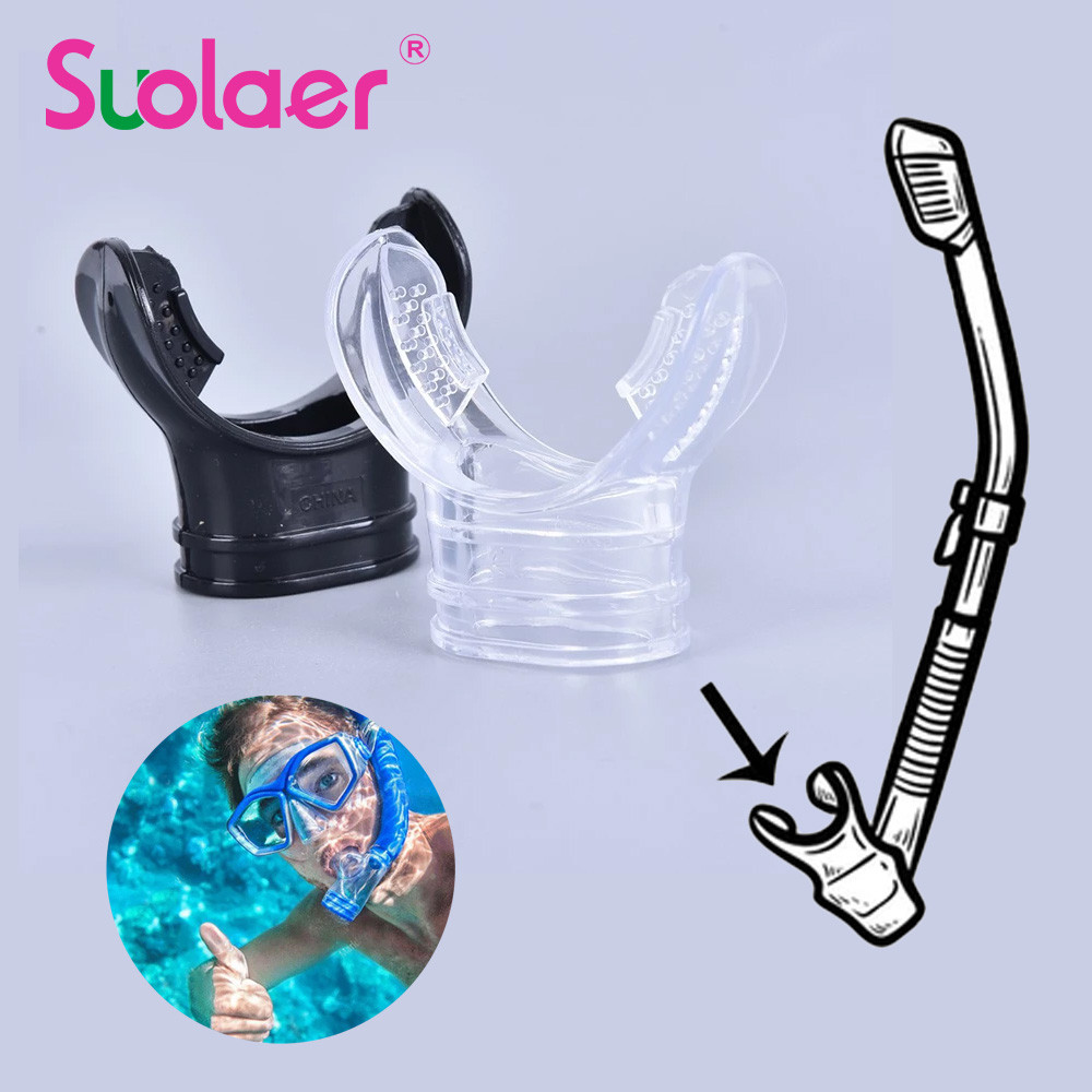 Suolaer ซิลิโคนปากชิ้นดําน้ํา Scuba Dive Snorkel ซิลิโคนกัด Mouthpiece ปากชิ้นหายใจอุปกรณ์ออกกําลังกาย