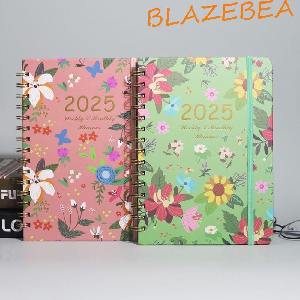 Blazebea 2025 Agenda Planner Notebook, Practical Planner Organizer A5 ตารางปฏิทิน Notepad, 365 วันหลวม-leaf Coil ไดอารี่วางแผนรายสัปดาห์ดอกไม้ไดอารี่โน๊ตบุ๊คนักเรียน