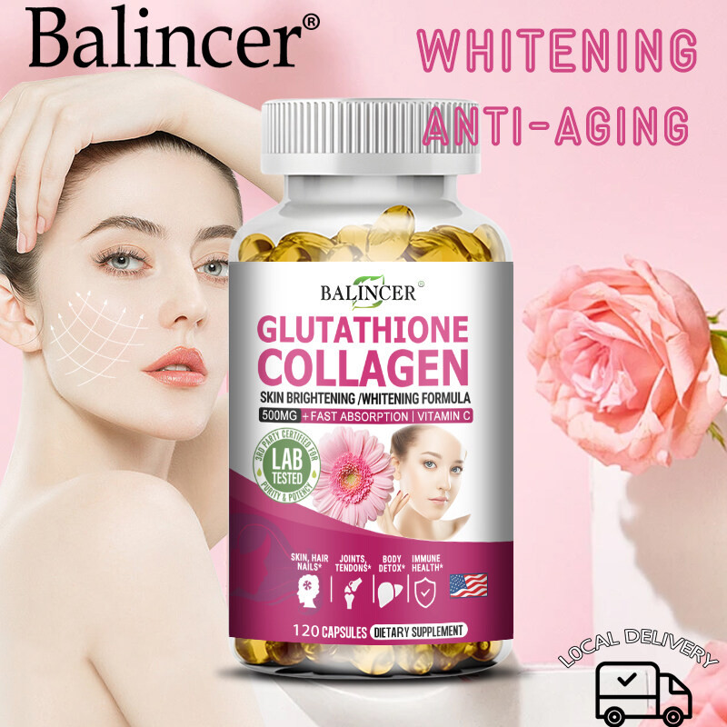 อาหารเสริมคอลลาเจน Glutathione - Vitamin C Hydrolyzed Collagen - Whitening, Skin Nutrition, Food Cap
