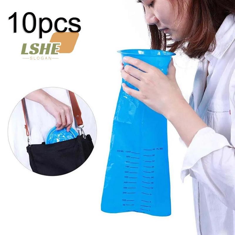 [LSHE] 5/10 ชิ้น 1000ML Vomig กระเป๋าทิ้งรถท่องเที่ยวเครื่องบิน Motion Sickness Nausea Vomit ทําความสะอาดกระเป๋าฉุกเฉิน Vomig กระเป๋าใหม่