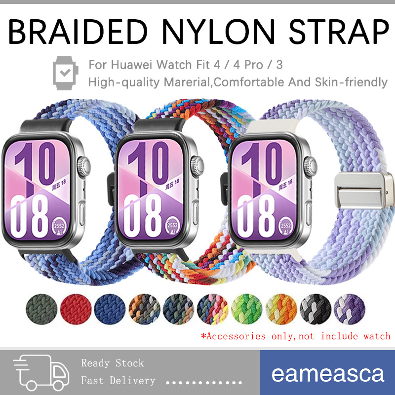 สายรัดกีฬาไนล่อนถักสำหรับนาฬิกา for Huawei Fit 4 / Fit 4 Pro อุปกรณ์เสริมหัวเข็มขัดแม่เหล็กสำหรับ for Huawei Watch Fit 3