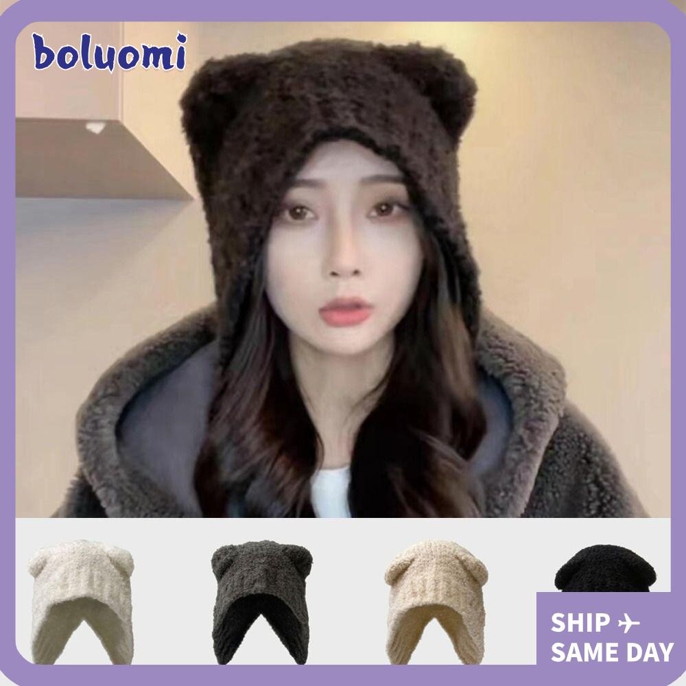 หมวกถักหมีหูอบอุ่น_boolumi_ สไตล์แฟชั่น เย็นสบาย