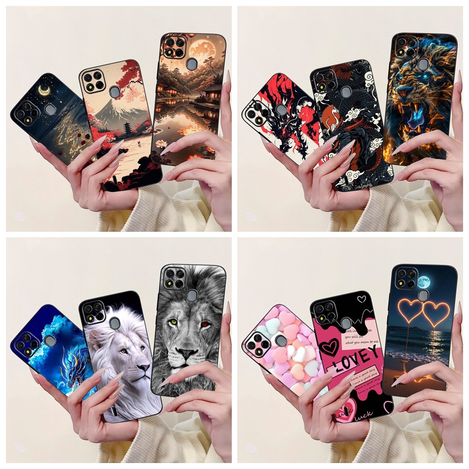 สําหรับ Itel A57 A611W กรณีหรูหรา Dragon Lion การ์ตูนสัตว์ซิลิโคนสีดํานุ่มสําหรับ Itel A57 Pro W6004