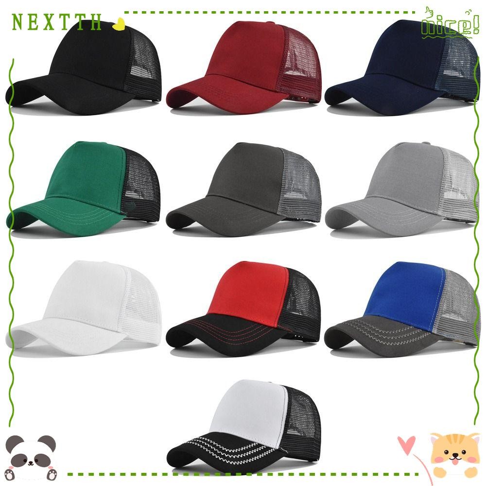 NEXTTH Peaked Cap สีทึบ, หมวกเบสบอลฮาร์ดท็อป, 5 แผง Breathable Visor หมวกสำหรับผู้ชายและผู้หญิง