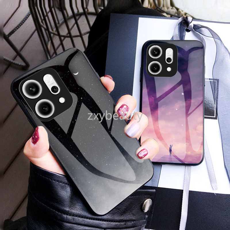 ปลอกสําหรับ OPPO Reno 14 13 Pro 14F 13F 5G 4G 2025 เคสโทรศัพท์หรูหรา Starry Sky แก้วสําหรับ Reno14 1