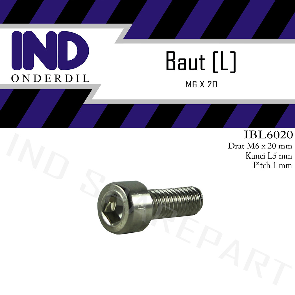 1 PC Bolt-Bud-Bolt L-L5 M6x20-6X20-M 6 x 20 Key-K 5 P-Pitch 1