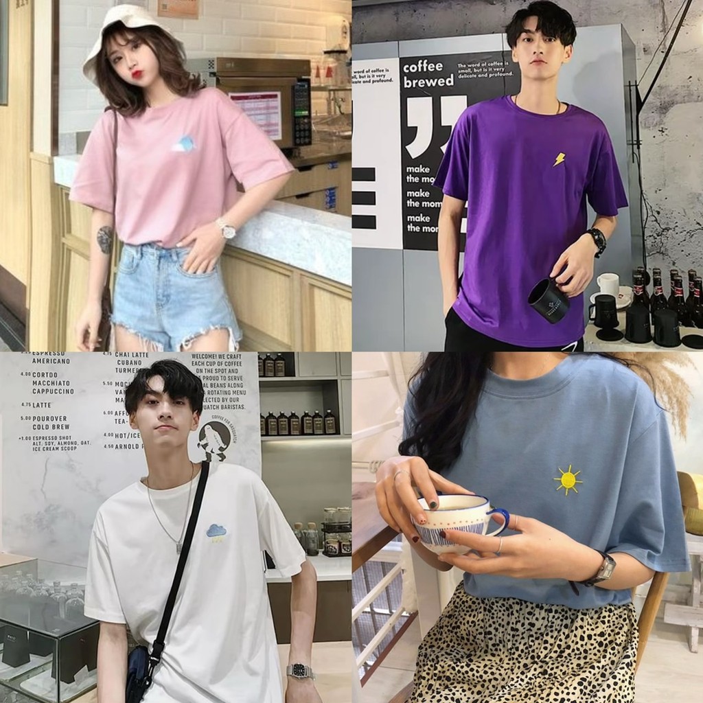 ✨Cynthia✨พร้อมส่ง🚚 เสื้อยืด ลายปัก Day & Night สวมใส่สบาย #9012