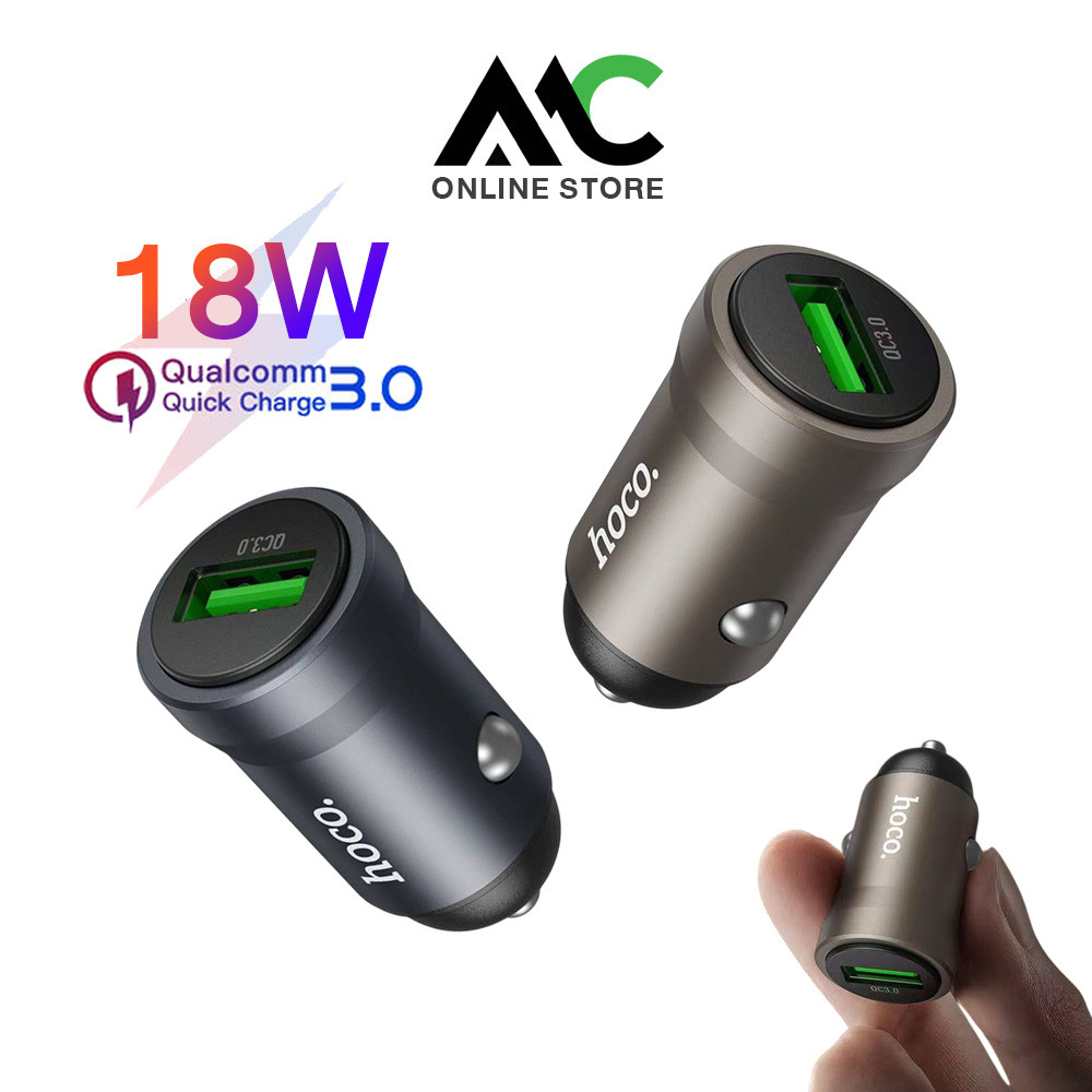 Hoco Z62 ที่ชาร์จในรถ 18W QC3.0 ฟาสชาร์จ อลูมิเนียม ใช้งานได้ทั้ง มอเตอร์ไซต์ รถยนต์ ทุกรุ่น