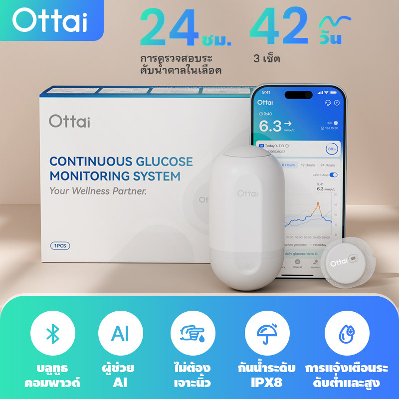 Ready & Urgent Stockottai 3 กล่อง CGM Health Accessories เซ็นเซอร์กลูโคสเบาหวาน