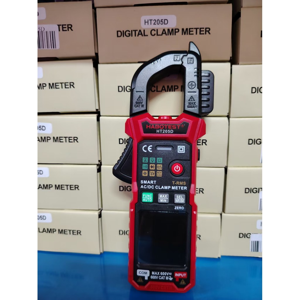 HABOTEST HT205D แคลมป์มิเตอร์กระแสไฟฟ้า DC600A ความถี่ความต้านทานมัลติมิเตอร์อัตโนมัติ NCV