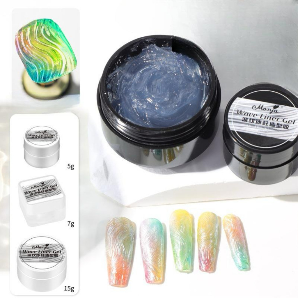 Monja Wave Liner Gel 5 ml Water Pattern Solid 3D Wave Liner Advance Nails/Carving Gel