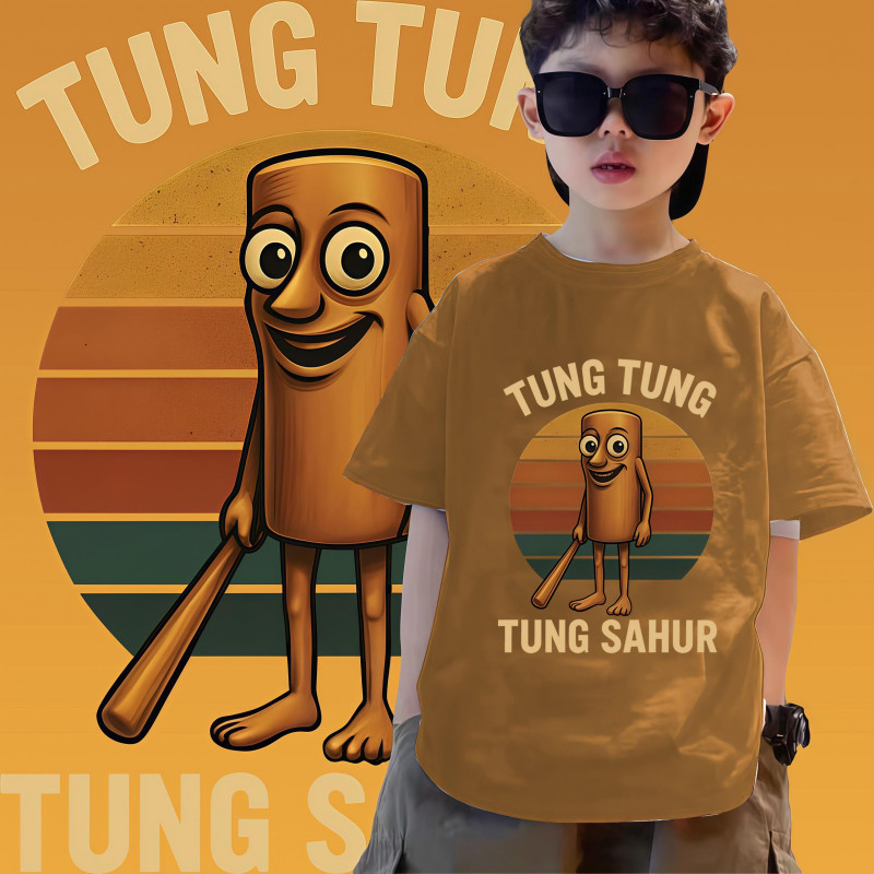 (จัดส่งตลอด 24 ชั่วโมง) COD Tung Tung Tung Sahur กราฟิกตลก ใส่ได้ ทั้ง ใส่สบาย ไม่หด ไม่ย้ ผ้าฝ้าย 100 90-150CM S-XXXL