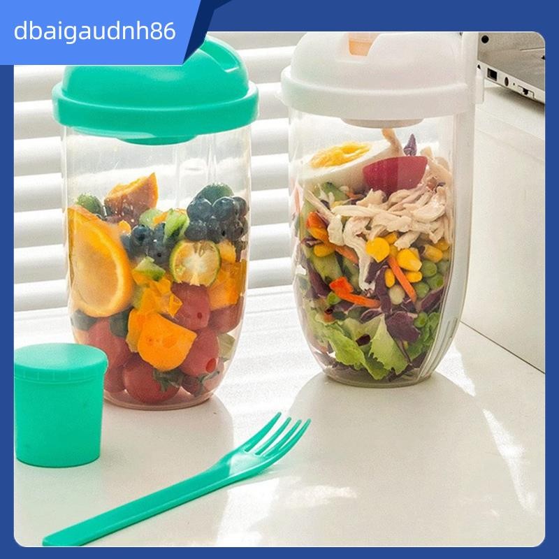 READY STOCKYogurt Cup withSpoon andLid Reusable Breakfast Salad Cup Reusable Kitchen Supplies D