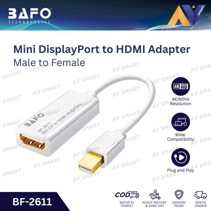 BAFO Mini DisplayPort (DP) เป็น HDMI Active Active Adapter Converter 4K BF-2611 BF2611