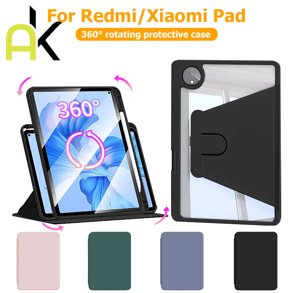 เคส Redmi Pad SE 11นิ้ว Redmi Pad 2 5 6 7 /Pad 10.61 Case Redmi Pad Pro 12.1 360 ° Rotation วัสดุอะคริลิค Magnetic Case