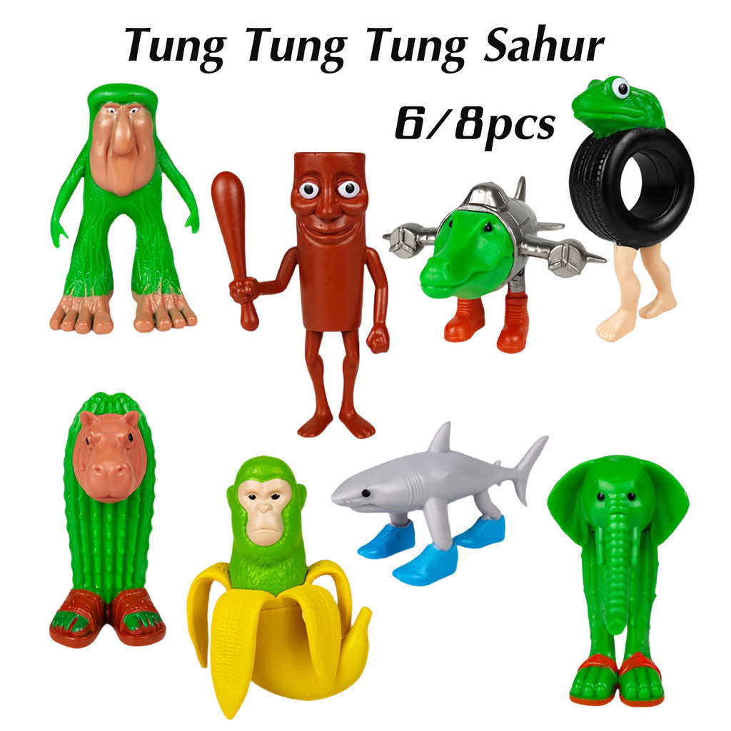 จัดส่งภายใน 12 ชั่วโมง🔥6/8pcs Tung Tung Tung Sahur  โมเดล ทุงทุงทุง ซะฮูร์ ขนาด 4.5-9.0cmของเล่นสก์ท