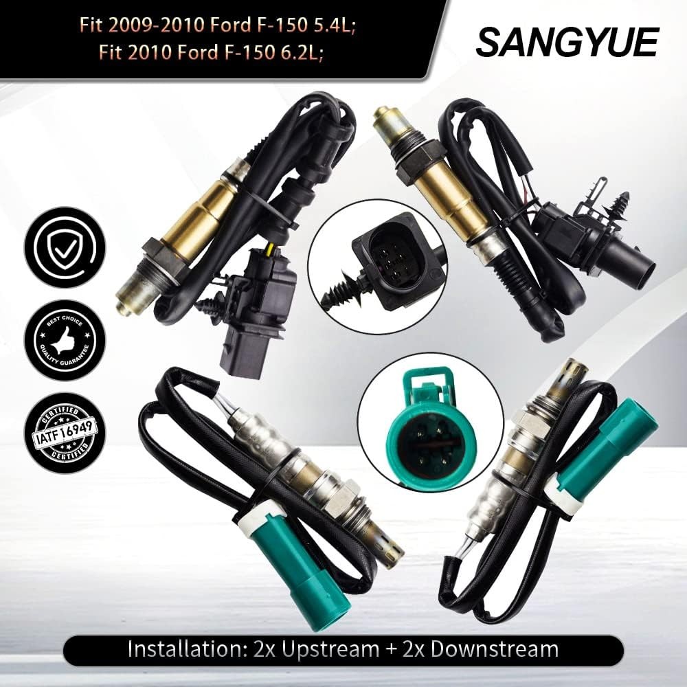 4 ออกซิเจน O2 เซ็นเซอร์ 1 & 2 สําหรับ 2009 2010 Ford F-150 5.4L 6.2L ต้นน้ํา + Downstream YZ5P