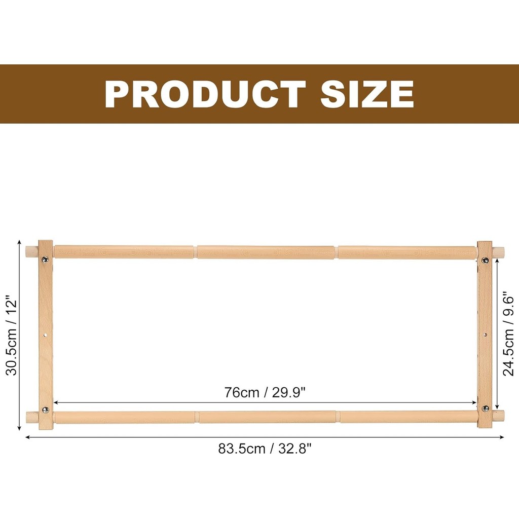 PATIKIL Needlepoint เย็บปักถักร้อย Tapestry Scroll กรอบ, 33 "x12" Beech ไม้ Cross Stitch กรอบ Needle