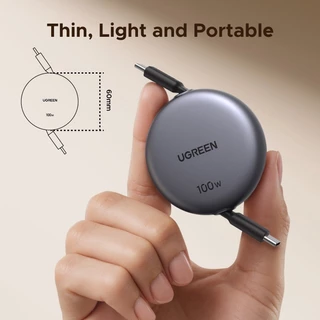 UGREEN สายชาร์จข้อมูลแบบยืดหดได้ 100W USB-C ถึง USB-C รองรับสายชาร์จเร็ว Samsung 45W รุ่น L531