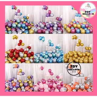 ลูกโป่งเมทัลลิก ลูกโป่งสีโครม 5 12 18 นิ้ว (ชุดละ 10 ใบ) ลูกโป่งสีโลหะ สีทึบเงาสวย ดูหรูหรา ลูกโป่งวันเกิด ลูกโป่งตกแ...