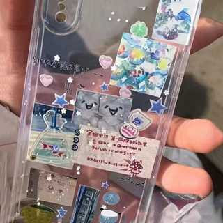 โปร่งใส จัดส่งจากประเทศไทย การ์ตูนน่ารักสติกเกอร์สไตล์โปร่ง for iPhone เคสไอโฟน 11 12 13 14 15 16 PLUS PRO MAX X XS MAX