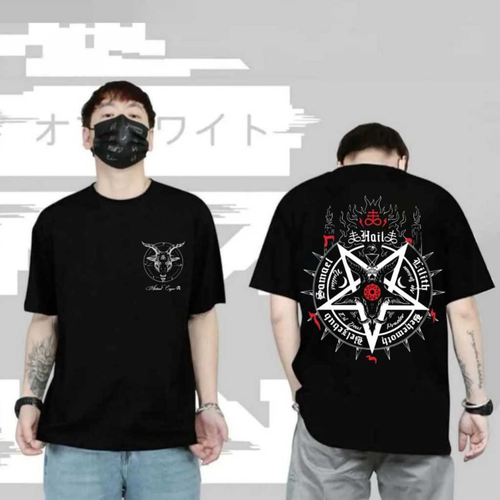 ((จัดส่งตลอด 24 ชั่วโมง) เสื้อยืดใยแพะป้ายกลมสไตล์ซาตานเสื้อยืดลายป้ายกลมเสื้อยืดอินเทรนด์ ไม่จํากัดเพศ สูงสุด