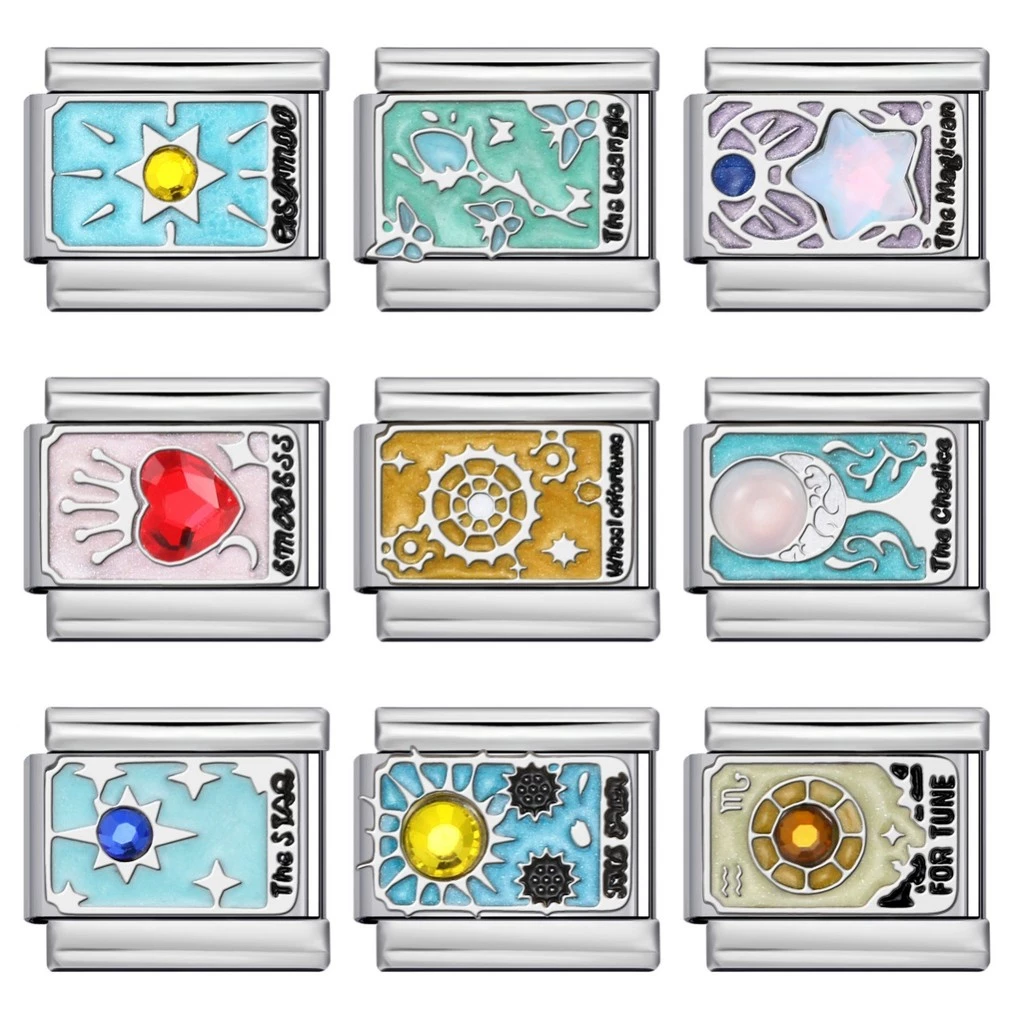 Tarot Series อิตาเลี่ยนโมดูลสร้อยข้อมือ DIY สแตนเลสยืดหยุ่น Splicing สร้อยข้อมือ Charm