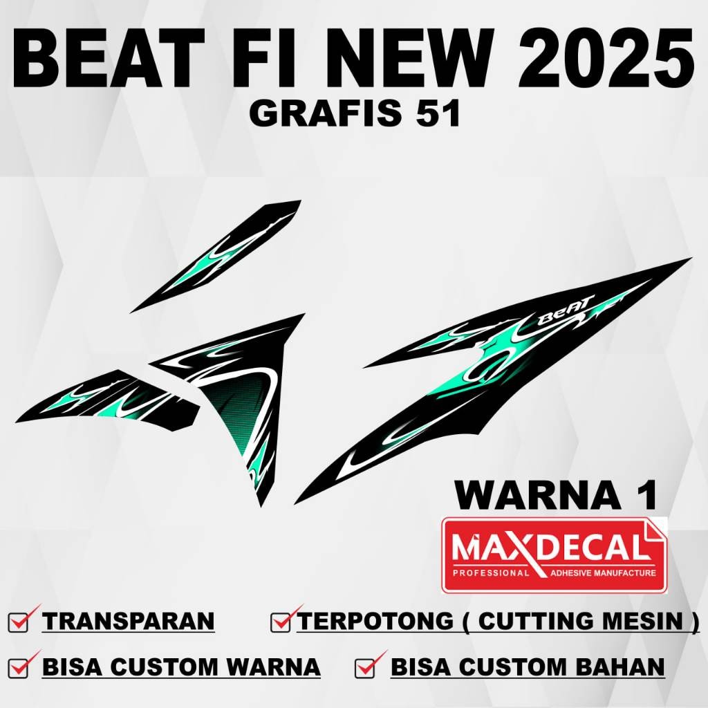 Striping Beat Fi ใหม่ 2025 กราฟิก 51 - สติ๊กเกอร์ใส Beat FI ใหม่ 2025 กราฟิก 51