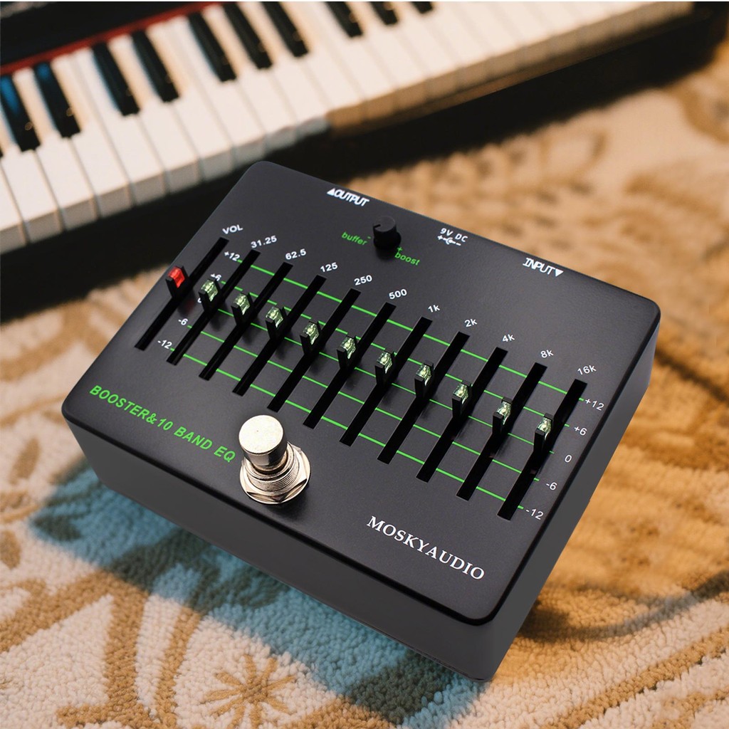 MOSKYAUDIOEqualizer Pedal BOOSTER & 10 Band Equalizer เหยียบกีตาร์เหยียบผลเหยียบสําหรับกีตาร์และเบส