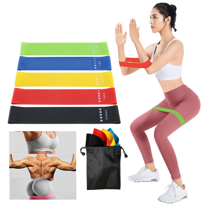 ยางยืดออกกำลังกาย เชือกยางยืด วัสดุยาง ความยืดหยุ่นสูง 5PSC เหมาะสำหรับกีฬายืด