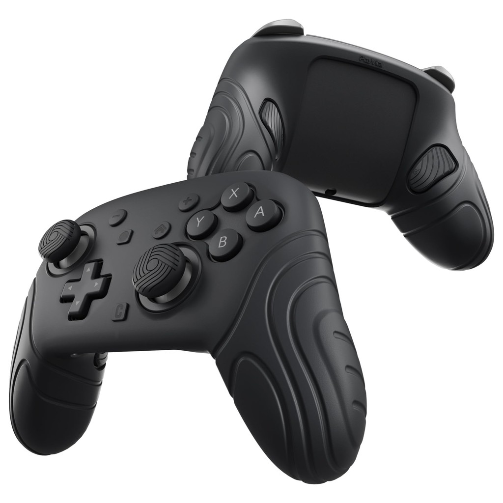 ฝาครอบผิวคอนโทรลเลอร์ – เคสซิลิโคน Samurai Armor Edition สําหรับตัวควบคุม Switch 2 Pro พร้อมฝาหลังปุ่มและด้ามจับนิ้วหัวแม่มือและสติ๊กเกอร์ กันกระแทก - สีดํา