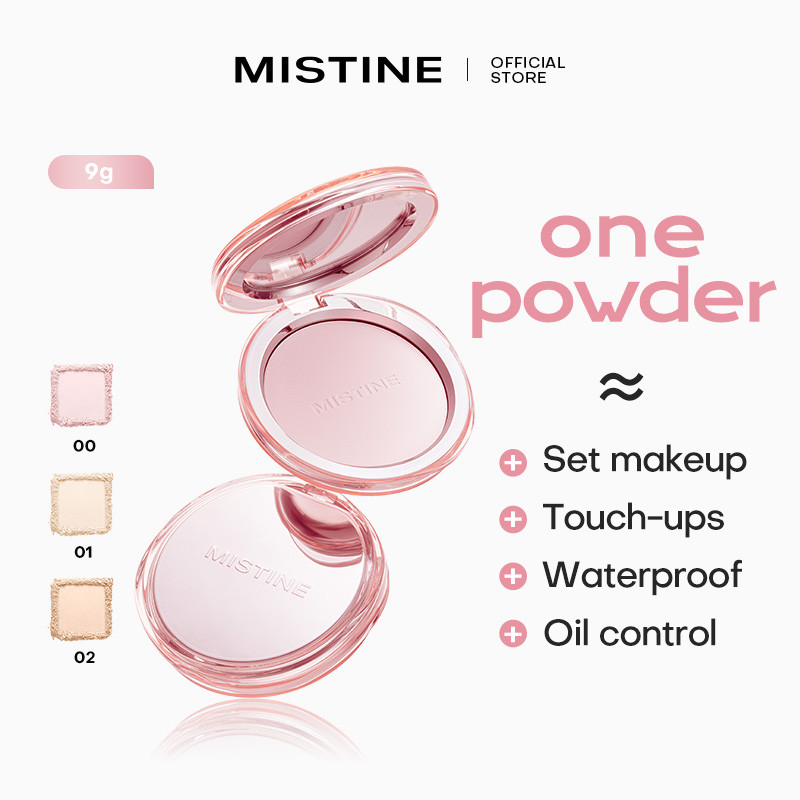 MISTINE Compact Powder Face Pressed Powder คอนซีลเลอร์ควบคุมความมันกันน้ํา Sweatproof Loose Powder 9