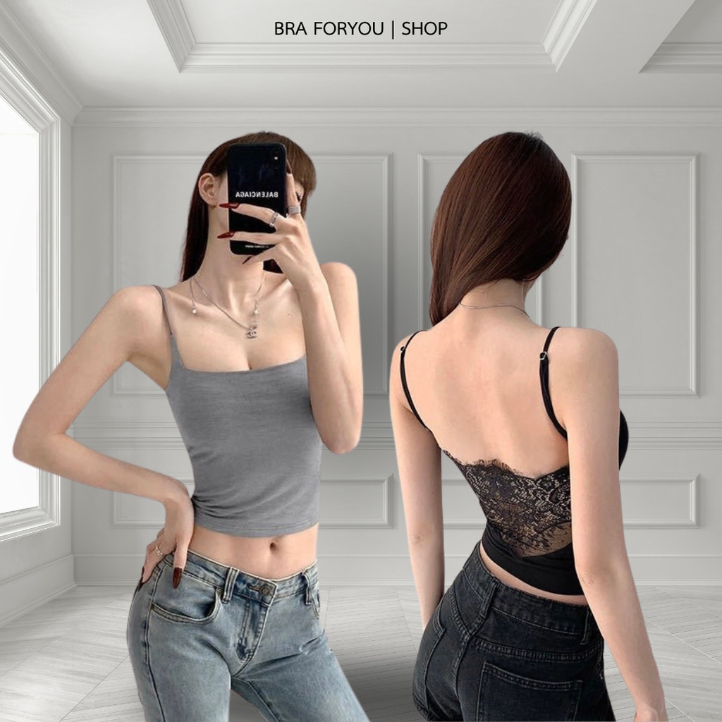 Bra Foryou เสื้อสายเดี่ยวโชว์ลูกไม้ด้านหลังเซ็กซี่ (L270) ผ้านิ่มใส่สบายเข้ารูปทรงสวยใส่แล้วเซ็กซี่มากมีฟองน้ำในตัว