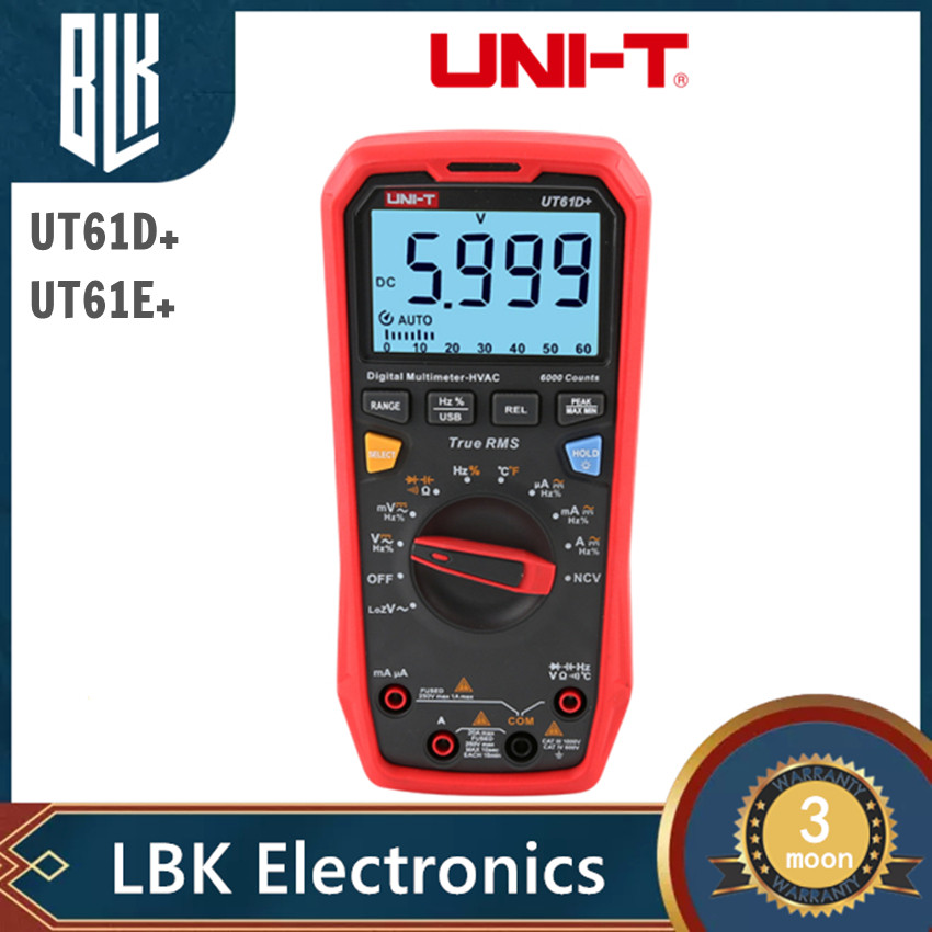 UNI-T  UT61D+ UT61E+ เครื่องทดสอบมัลติมิเตอร์ดิจิทัล AC DC แรงดันไฟฟ้า ความต้านทาน ประจุกระแสไฟ ความ