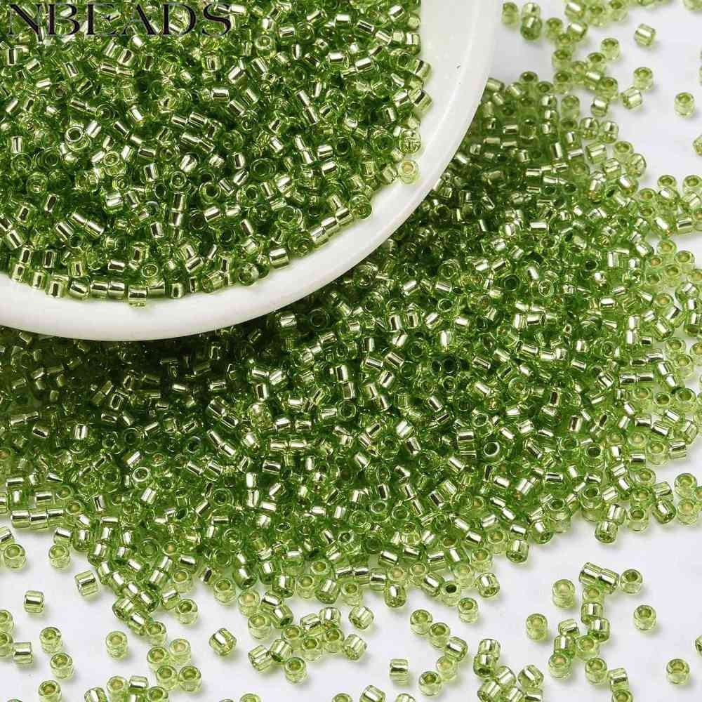 10gs กระบอกสูบเมล็ดลูกปัดเงินเรียงรายรูกลมขนาดเครื่องแบบสีเขียวมะนาว2x1.5มิลลิเมตรหลุม: 0.8มิลลิเมตร