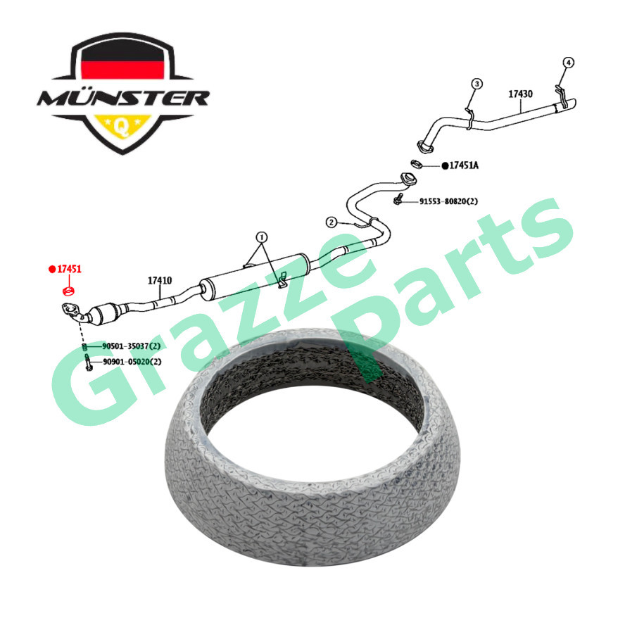 Münster ท่อไอเสียกรวยท่อไอเสียปะเก็นสําหรับ Perodua Aruz 1.5 Toyota Vios Yaris 1.5 NSP151 NSP150 2NR