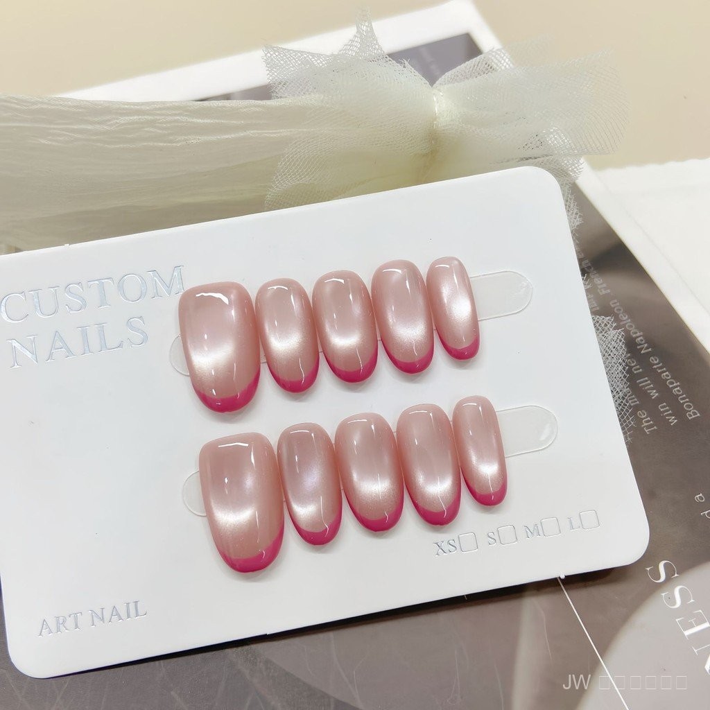 ✨พรีออเดอร์ ส่ง 25 ก.พ.✨JW ส่งฟรี❄️เล็บเจลสีเบอร์รี่เย็น💎 แบบเฟรนช์คลาสสิก + แววตาแมว ✨ มือทำพิเศษทุกชิ้น 💅 ใส่แล้วผิวขาวกระจ่างใส 🌸 ถอดเปลี่ยนง่าย มีอุปกรณ์ครบชุด! - รูปที่ 2